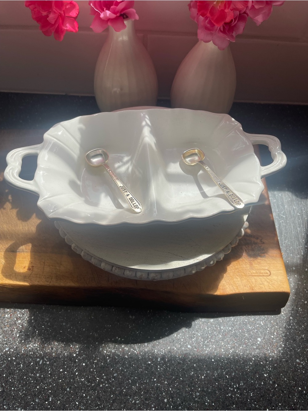 Mud Pie White Ceramic Double-Handled Serving Bowl - Just a Dollop